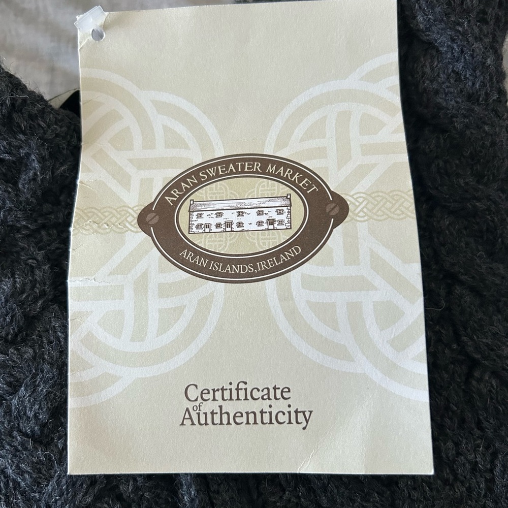 Aran Crafts Dark Gray Wool Sweater, Authenticity certificate - Picture 9 of 9